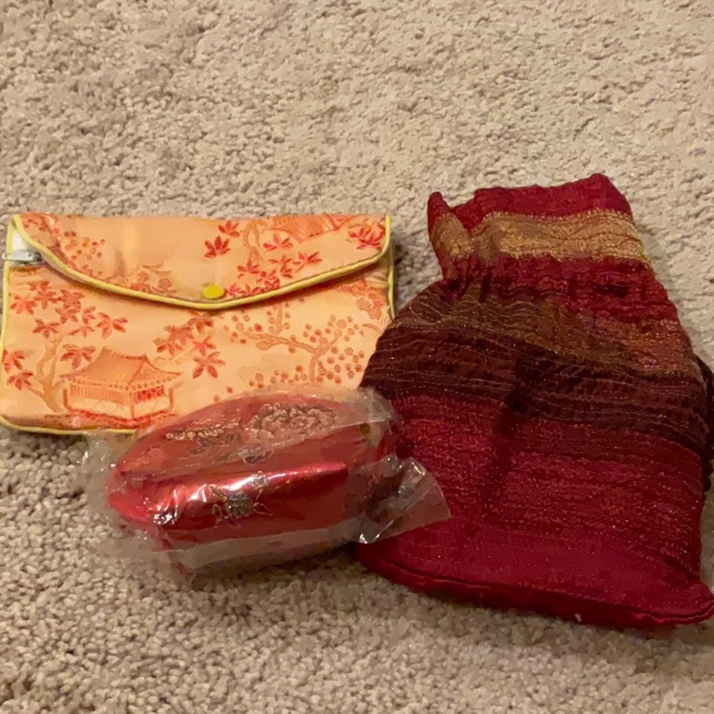 Bundle of 3: cosmetic pouches, coin purse.